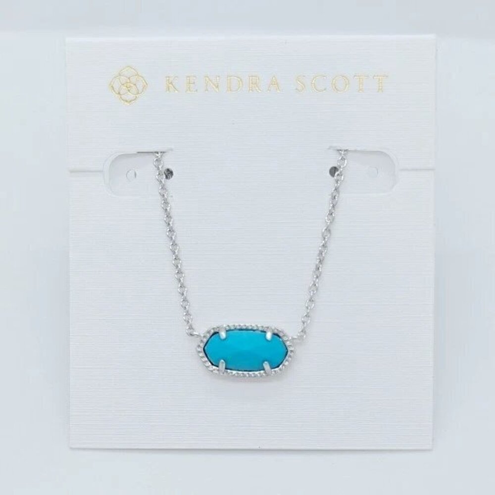 Kendra Scott Elisa Pendant Silver Necklace In Turquoise